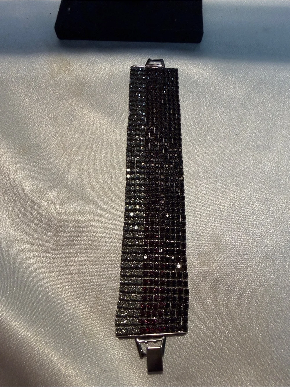 Source Unknown Gunmetal Black Crystal Wide Bracelet